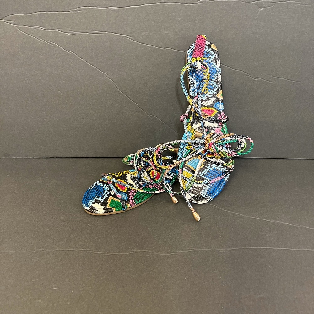 Liliana Colorful Snake Skin Pattern Strappy Sandals Size 8